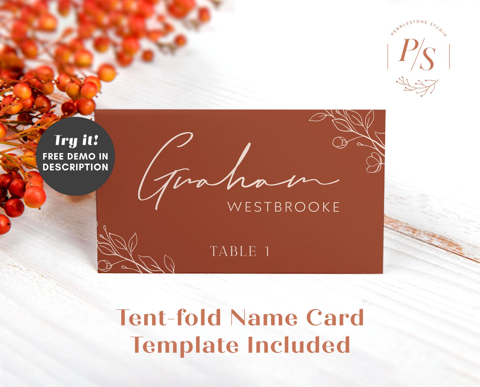 Editable Wedding Place Cards Template, Tented Place Cards, Folded Place