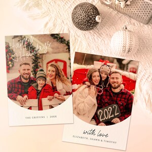 Minimal Photo Christmas Card Template | Modern Minimalist Holiday Photo Card | Family Holiday Card | Printable DIY Xmas Photo Card Boho #MC1
