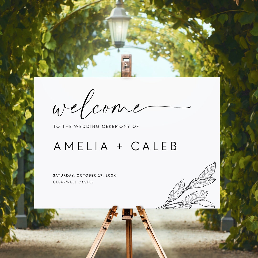 Modern Wedding Ceremony Welcome Easel Sign Printable Template ...