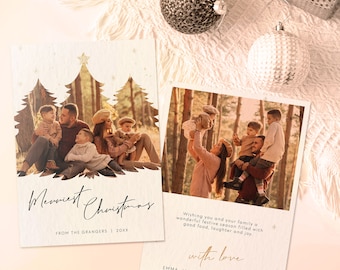 Boho Christmas Family Photo Card Template | DIY Xmas Tree Card (Digital)