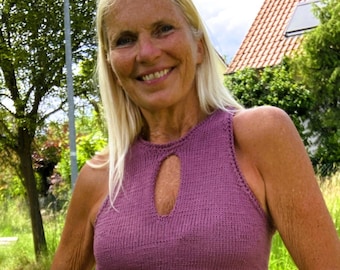 Knitting pattern: Top "MALIA" purple | 4 designs for beginners | with video | German