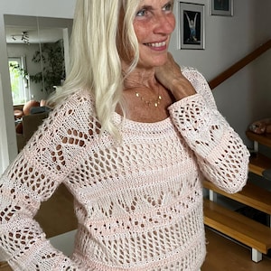 Strick-Anleitung: Sweater ROSELLA | 2 Trage-Varianten | oversized mit Lacemuster |  für fortgeschrittene Anfänger| mit Video | deutsch