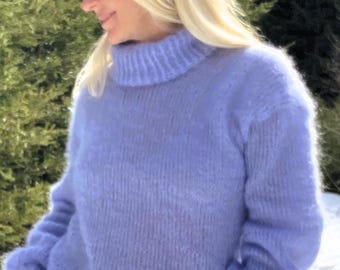 Knitting instructions: Mohair sweater "VERLUXE" | Azure blue or fuchsia | for beginners | with video | German