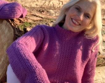 Knitting instructions: Chunky Sweater TASSIMA | purple | for beginners | with video | German