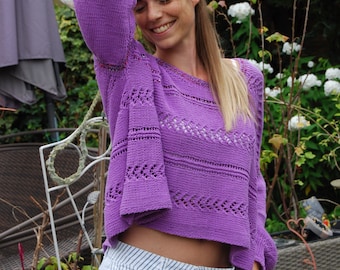 Knitting instructions: Oversized cotton sweater "LILANE" | for advanced beginners | with video | German