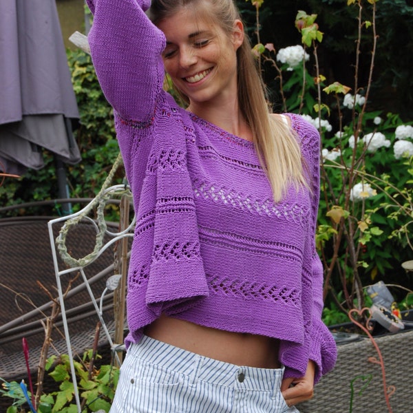 Knitting instructions: Oversized cotton sweater "LILANE" | for advanced beginners | with video | German