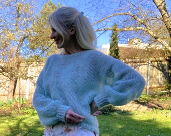Knitting instructions: Oversized mohair sweater &quot;VERLUXE&quot; | mint green | for beginners | with video | German