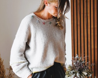 Knitting instructions: Oversized sweater "SALOMÉ" in pebble | for beginners | with video