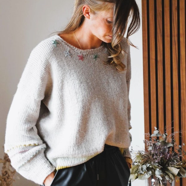 Knitting instructions: Oversized sweater "SALOMÉ" in pebble | for beginners | with video