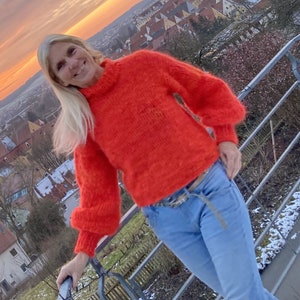 Stickinstruktioner: Stor mohairtröja "VERTINA" | rödmelerad | för nybörjare | med video | Tyska bild 8