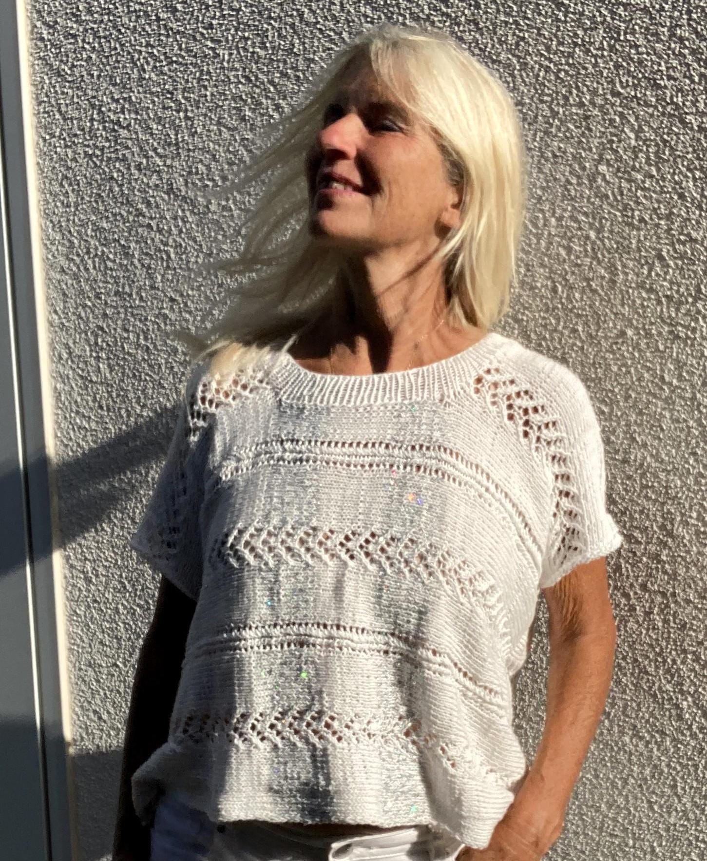 Knitting instructions: Oversized cotton sweater or T-shirt "LILANE" | 4 different designs | Beginners | with video | German