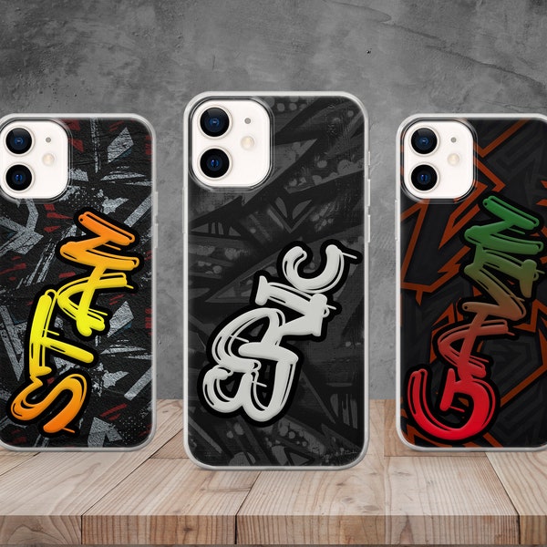 Custom Name Graffiti Handyhülle Wall Art Coole Hülle für iPhone 13, 11 Pro, Xs, 12, 14, Xr, Samsung S22, S20, S10, A33, Huawei P30, Pixel 6A