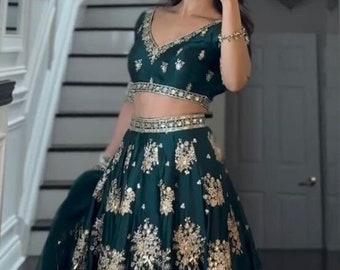 Premium Silk Lehenga for women, Indian Wedding Dress, Designer Bridesmaids lehenga, 3 piece set lengha skirt Floral lehengas can can attch