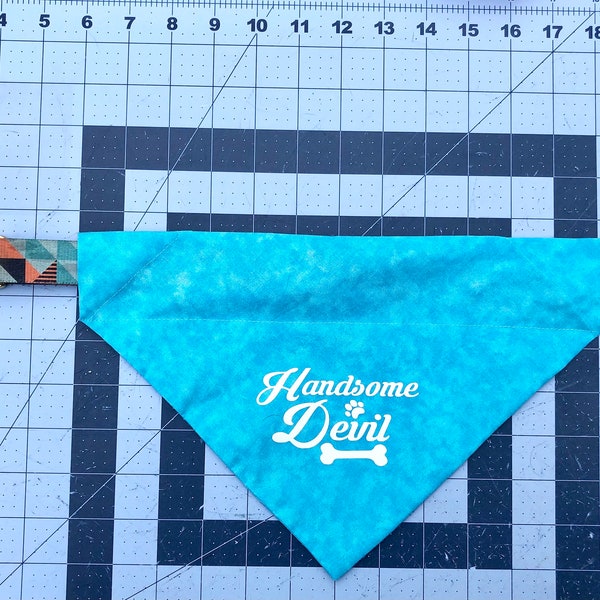 Handsome Devil Funny/Cute Saying Dog/Pet Bandana/Scarf/Neckwear, slip over the collar (benefits non-profit dog rescue)