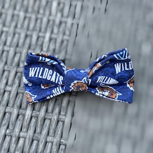 Villanova University Wildcats licensed cotton fabric dog/pet bow tie with double straps, neckwear, pet accessory, benefits dog rescue