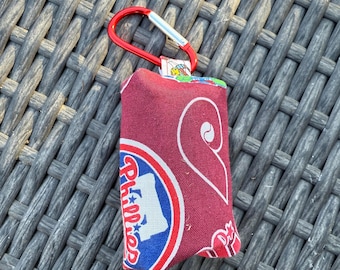 Philadelphia Phillies Dog waste bag dispenser, poop bag holder/dispenser, pet accessory, leash accessory, carabiner, benefits dog rescue
