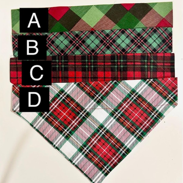 Christmas Holiday Dog/Pet Bandana/Scarf/neckwear, slips over the collar (2 sizes; 21 patterns) (benefits non-profit dog rescue)