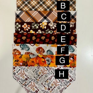Fall/Autumn/Thanksgiving Dog/Pet over the collat Bandana/Scarf/neckwear/handkerchief (2 sizes; 7 patterns) (benefits non-profit dog rescue)