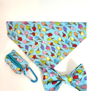 Matching set/bundle of dog/pet bandana, bow tie & poop bag holder, on dog collar, dog/pet neckwear, dog/pet accessories, benefits dog rescue