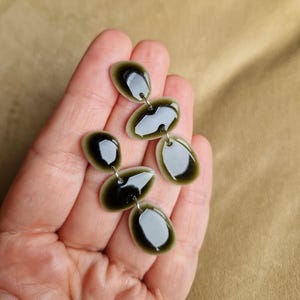 Handmade Polymer Clay Statement Earrings, Translucent Polymer Clay Statement Earrings, Handmade Glossy Enamel Effect Earrings, BFF gifts