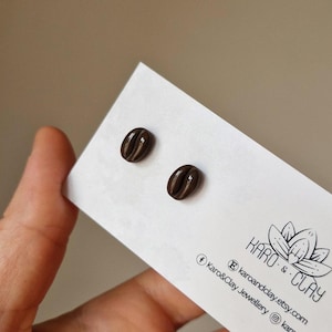 Coffee Bean Earrings, Coffee Lover Gifts, Cute Earrings Studs, Clay Earrings Silver, Quirky Jewelry, Fun Gifts for Women, Barista Earrings