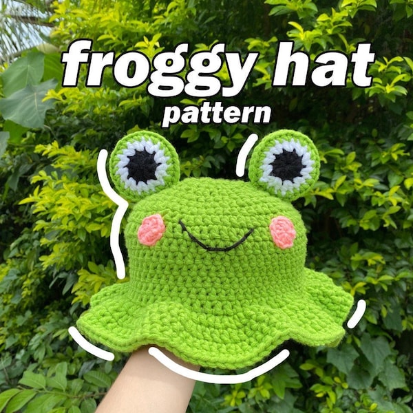 PATTERN ONLY Aesthetic Cottagecore Crochet Frog Bucket Hat Pattern