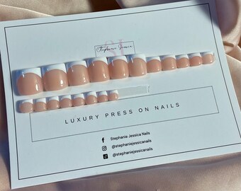 Acrylic Classic French Manicure Toes | ACRYLIC press on toe nails | Luxury press on nails | No sizing needed 20 piece set