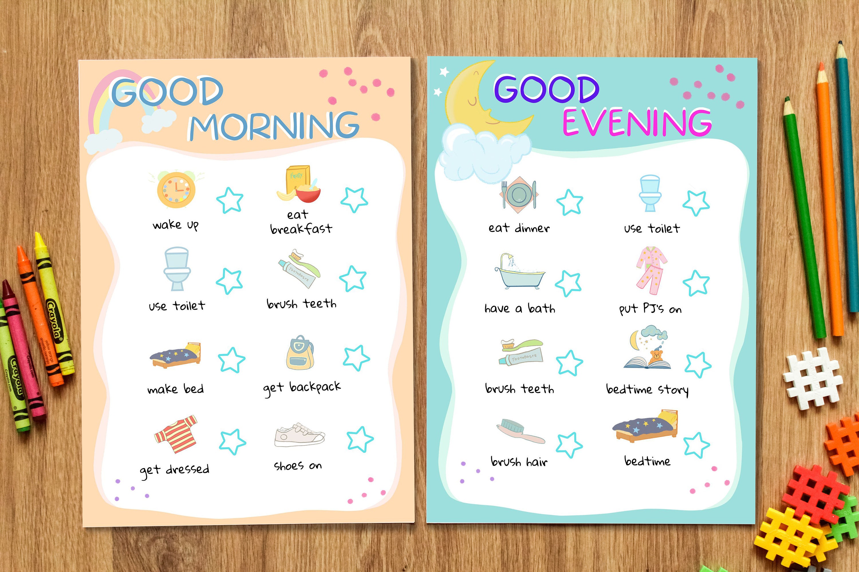 Kids Morning and Evening Routine Daily Planner Checklist Printable ...