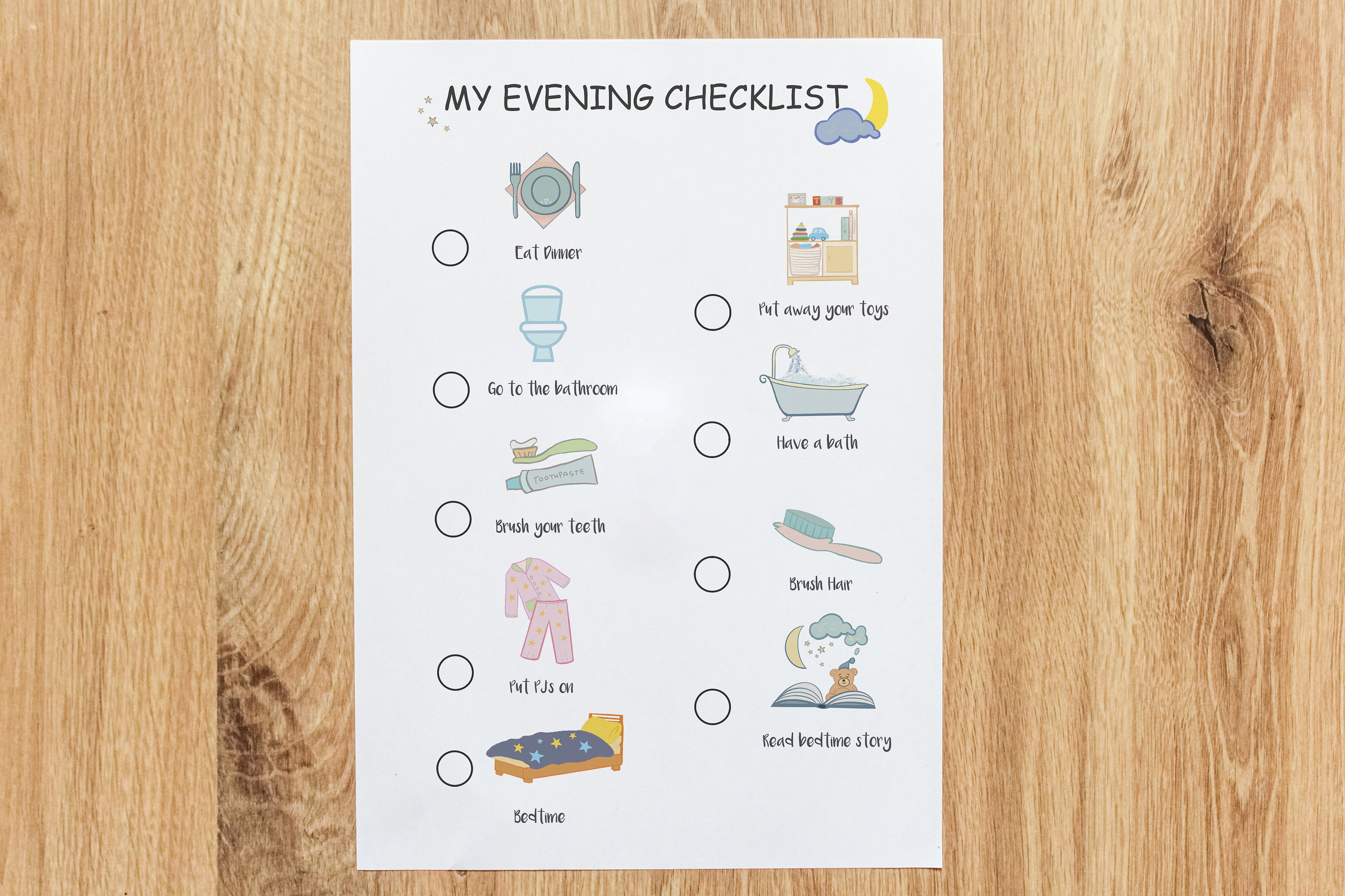 Kids Morning and Evening Routine Daily Planner Checklist Printable