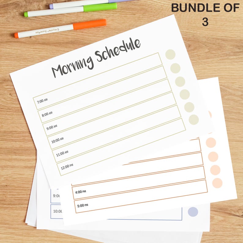 Kids Daily Routine Chart, Morning Afternoon Evening Schedule (PRINTABLE ...