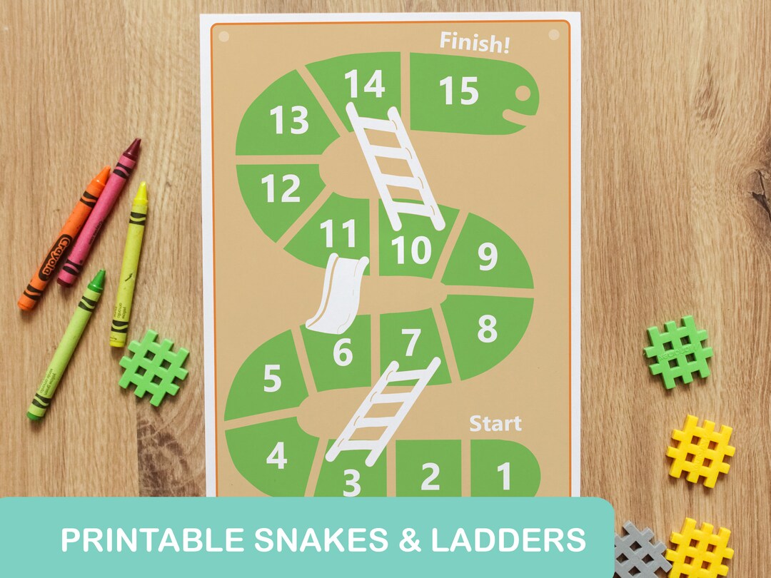 Simple Snakes and Ladder First Board Game Printable Game, Autism ADHD