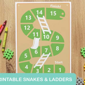 Simple Snakes and Ladder First Board Game Printable Game, Autism ADHD Printable Educational First Board Game Learning at home