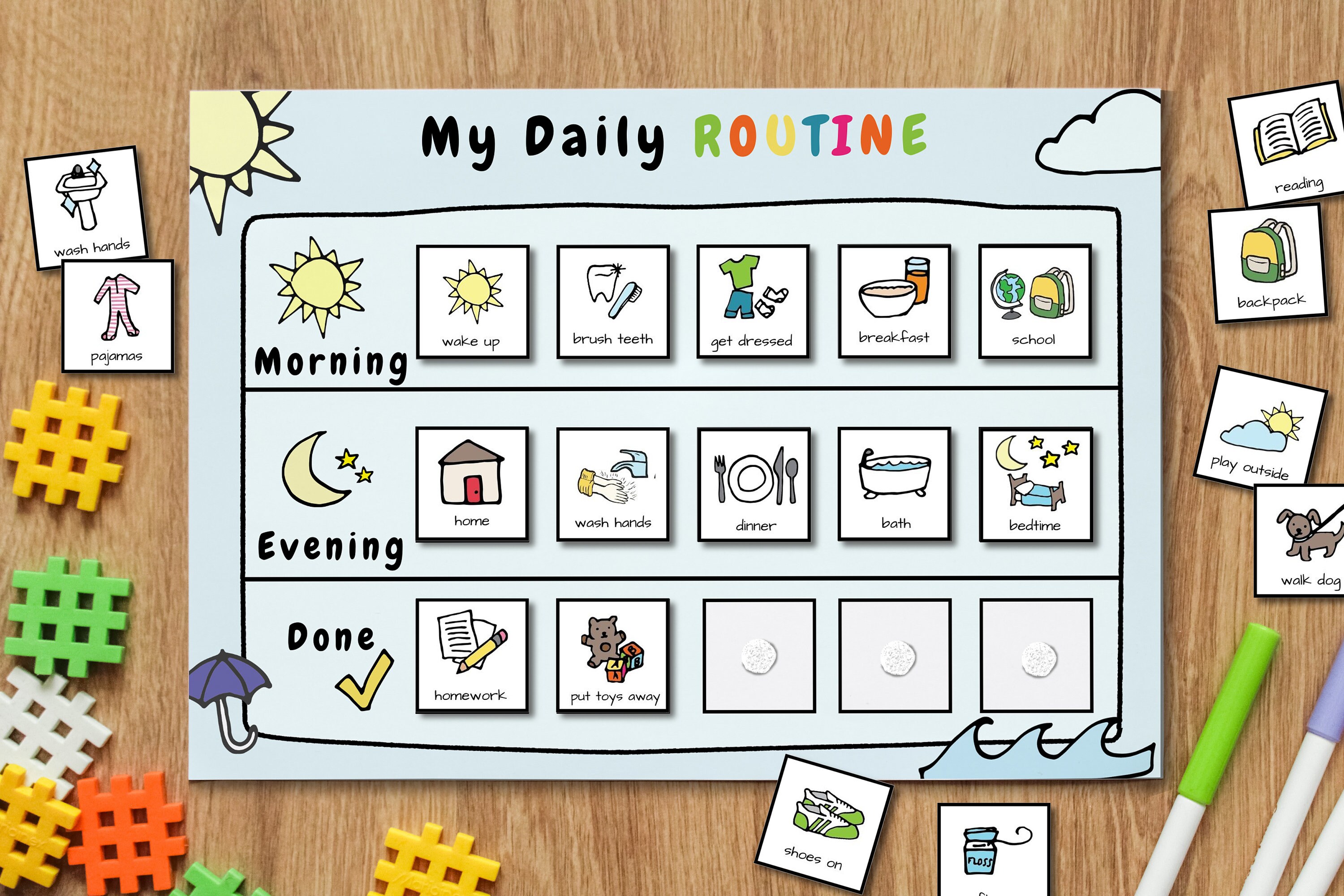 Daily Routine Chart for Kids Daily Planner Schedule Chore Checklist ...