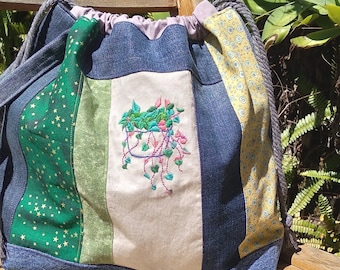 Bolso con cordón de planta colgante