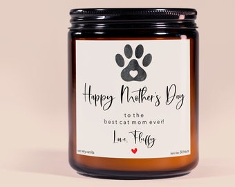 Mothers Day Gift From Cat - Personalized Candle - Happy Mother's Day To The Best Cat Mom Ever - Gift Box for New Cat Mom - 1st Mothers Day