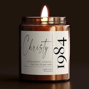 Personalized Birthday Candle - Any Age Candle - Birthday Gift - 40th Birthday Gift for Her