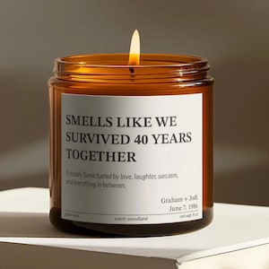 Funny 40th Anniversary Scented Candle Gift - Smells Like We Survived 40 Years Together