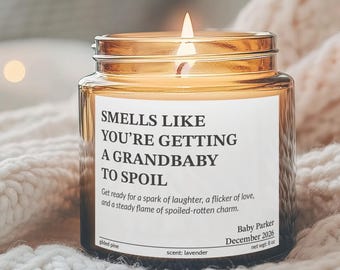 Pregnancy Reveal Candle – Custom Baby Announcement Gift for First Time Grandparents