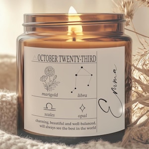 Custom Birthdate Candle - Zodiac Gift for him - Personalized Astrology Candle - Star Sign Candle Gift - Constellation Gifts for men & women