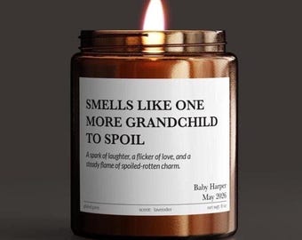 Pregnancy Reveal Candle – Custom Baby Announcement Gift for Grandparents