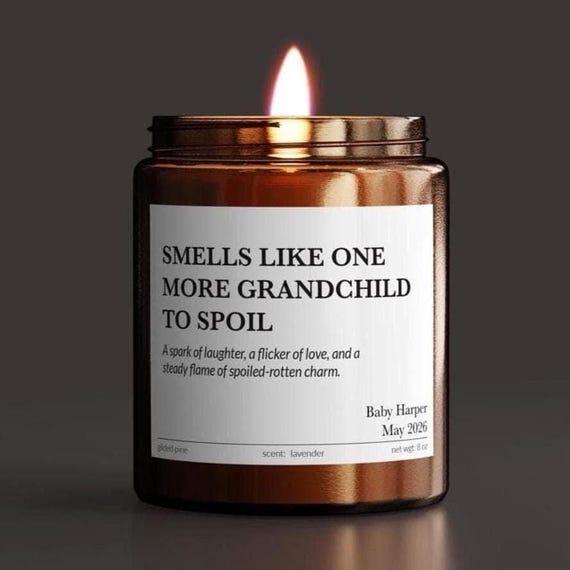 Pregnancy Reveal Candle – Custom Baby Announcement Gift for Grandparents