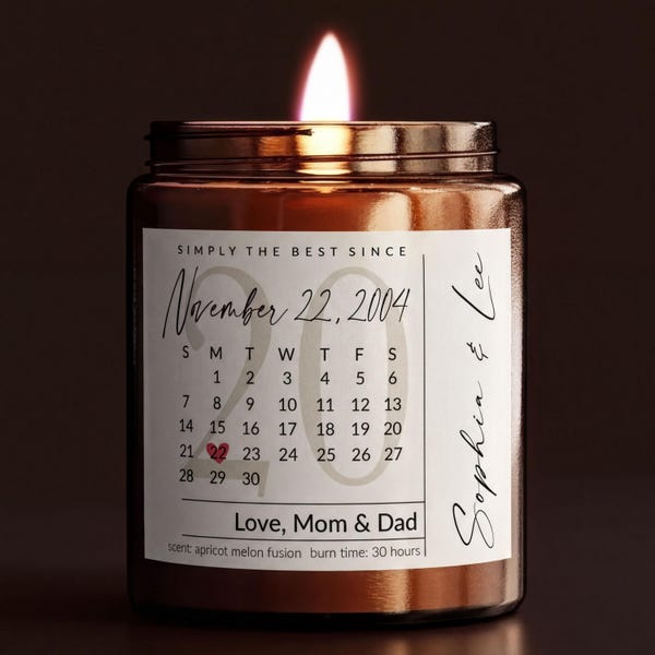 Anniversary Calendar Candle – Personalized Wedding or Wax Anniversary Gift