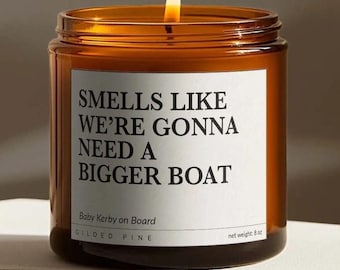 Pregnancy Reveal Candle – Custom Baby Announcement Gift - We're Gonna Need A Bigger Boat