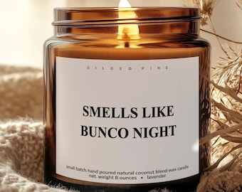 Vela para amantes del Bunco, regalo divertido para la anfitriona de una noche de juegos.