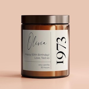 Personalized Birthday Candle - Unique 50th Birthday Gift for Women - Thoughtful Gifts for Friend - gift ideas for her