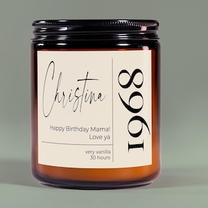Personalized Birthday Candles - Custom Self Care Gift Box for her - Born in 1968 in candle label - use any year