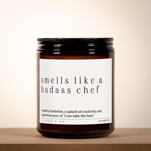 Chef Gift, Culinary School Grad, Custom Candle, Graduate New Cook, Funny Baker Gift Congratulations Care Package, Smells Like a Badass Chef image 6