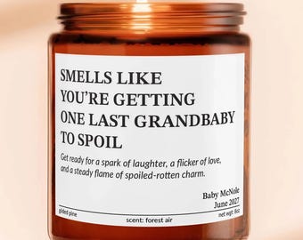 One Last Grandbaby Candle, Funny Pregnancy Reveal for Grandparents, Personalized Pregnancy Reveal for Grandparents