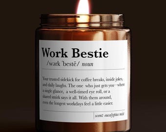Personalized Work Bestie Defintion Gift, Coworker Candle Gifts, Custom Colleague Funny Coworker Gift, Work Friend Gift Ideas