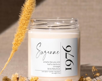 50th Birthday Gift, Turning 50 Birthday Candle, Funny Gift for Mom's 50th, The Big 5 O, Smells Like You Are Half Century, 50 & Fab